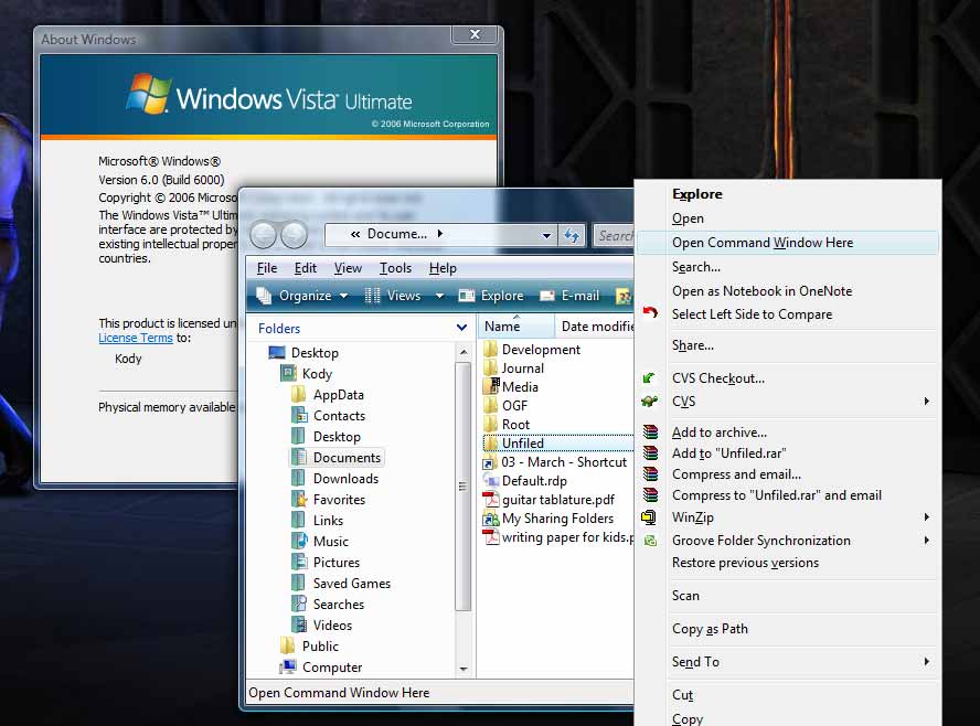 Windows Vista Command-Prompt from Here